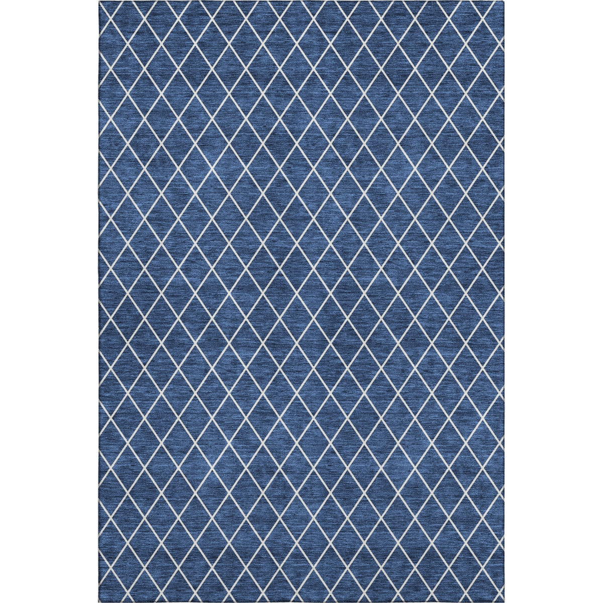 674112 9 x 12 ft. Navy Blue & Ivory Geometric Transitional Washable Machine Made Rectangle Area Rug with UV Protection