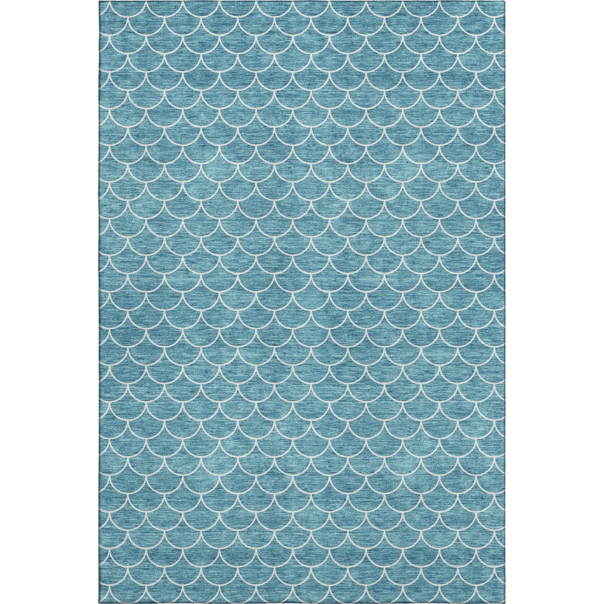 674197 10 x 14 ft. Teal & Ivory Geometric Transitional Washable Machine Made Rectangle Area Rug with UV Protection
