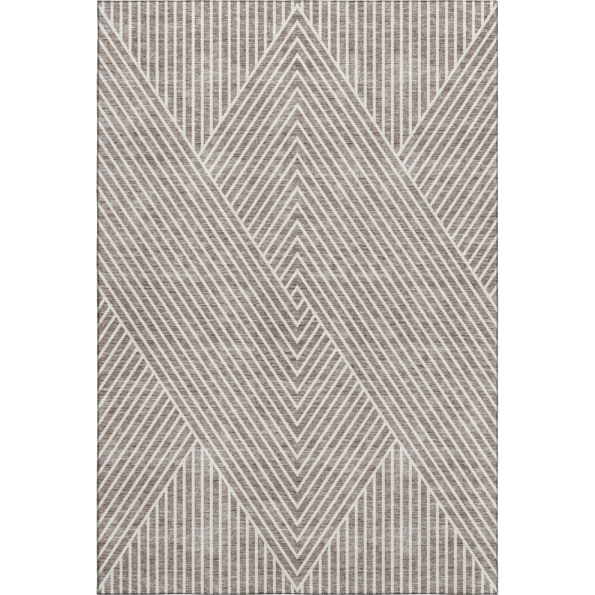 674670 10 x 14 ft. Taupe & Ivory Geometric Transitional Washable Machine Made Rectangle Area Rug with UV Protection