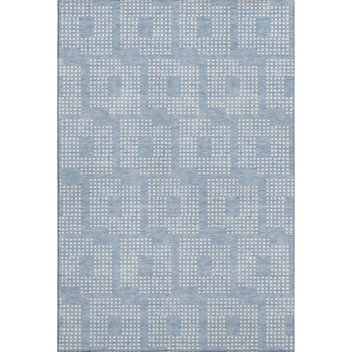 670740 8 x 10 ft. Sky Blue & Ivory Geometric Transitional Washable Machine Made Rectangle Area Rug with UV Protection