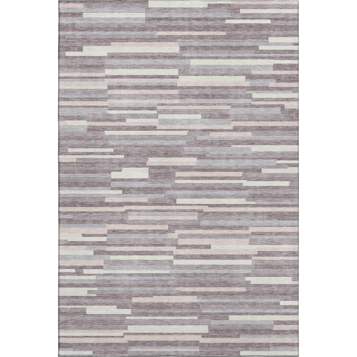 671065 9 x 12 ft. Lavender & Ivory Striped Transitional Washable Machine Made Rectangle Area Rug with UV Protection