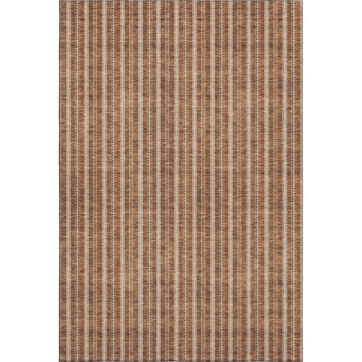 673902 9 x 12 ft. Terra Cotta & Beige Striped Washable Machine Made Rectangle Area Rug with UV Protection