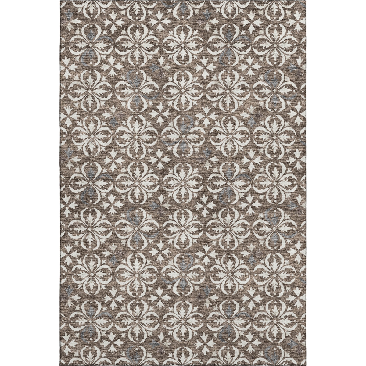 673913 8 x 10 ft. Brown & Ivory Floral Transitional Washable Machine Made Rectangle Area Rug with UV Protection