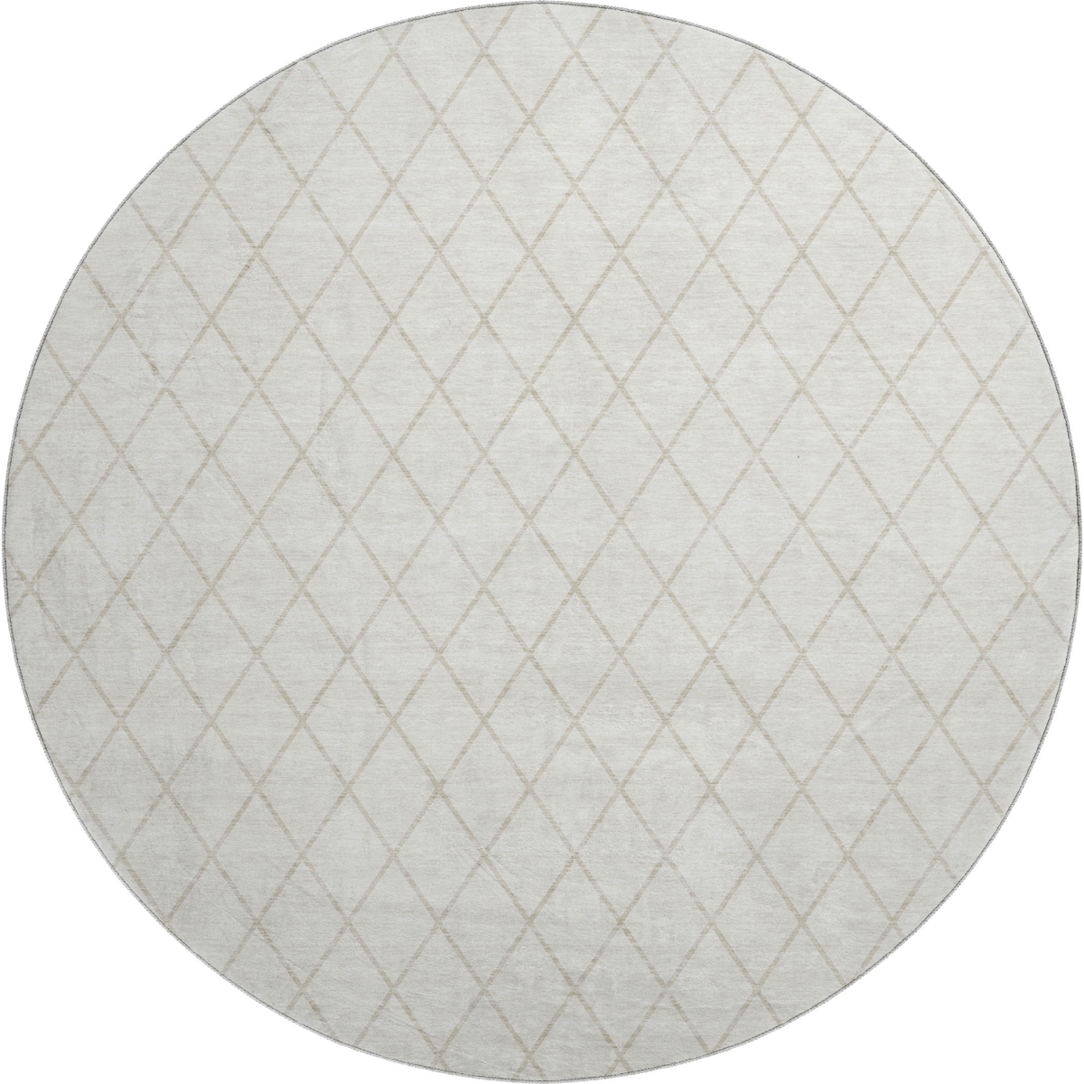 674092 8 ft. Ivory & Beige Geometric Transitional Washable Round Area Rug with UV Protection