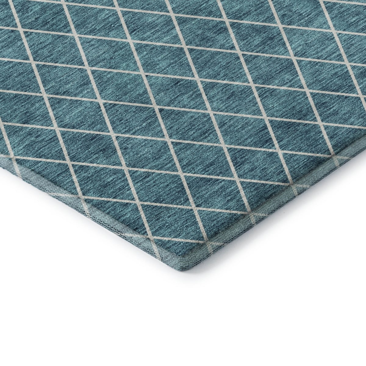 674129 8 x 10 ft. Teal & Ivory Geometric Transitional Washable Machine Made Rectangle Area Rug with UV Protection