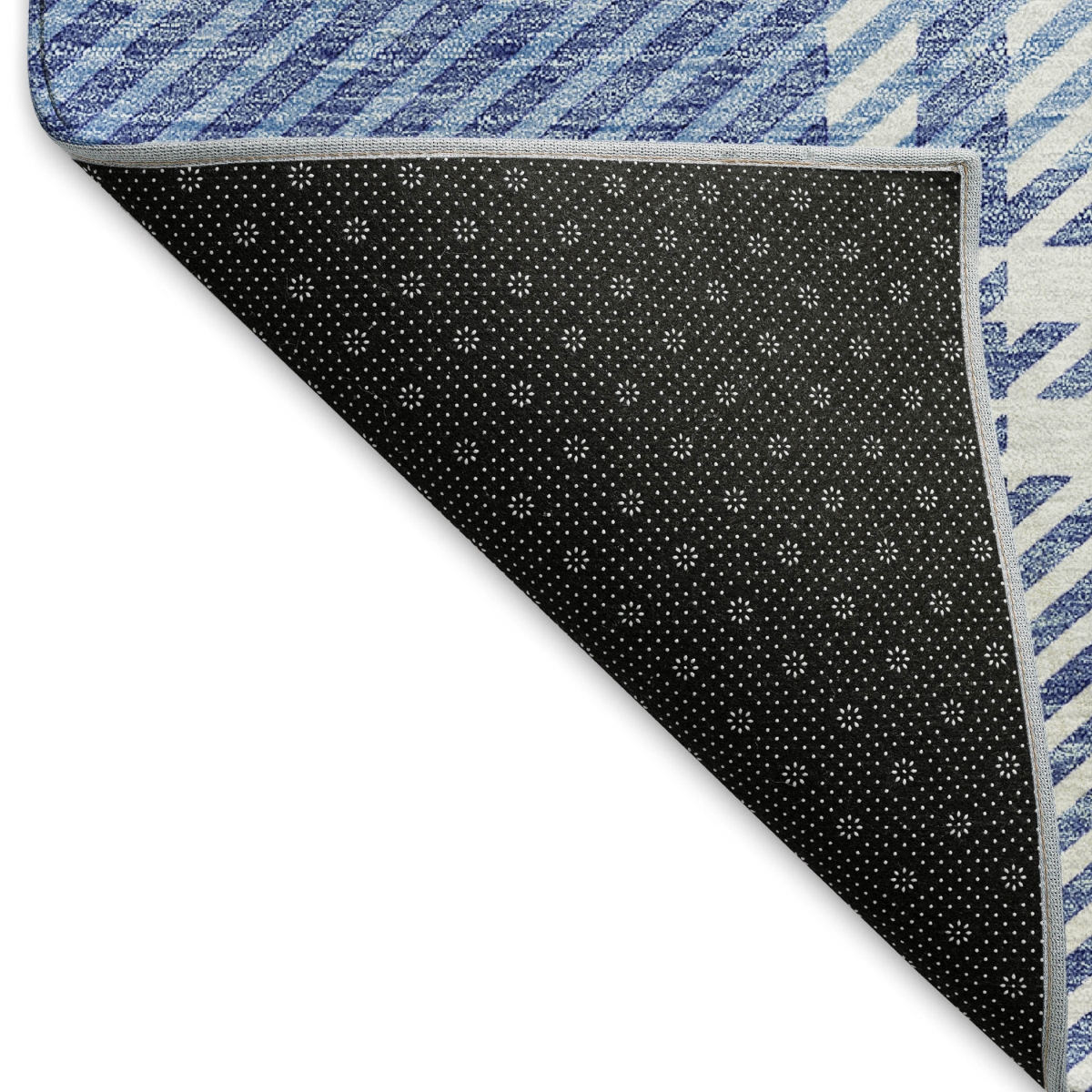 674311 10 x 14 ft. Denim Blue & Ivory Plaid Washable Machine Made Rectangle Area Rug with UV Protection