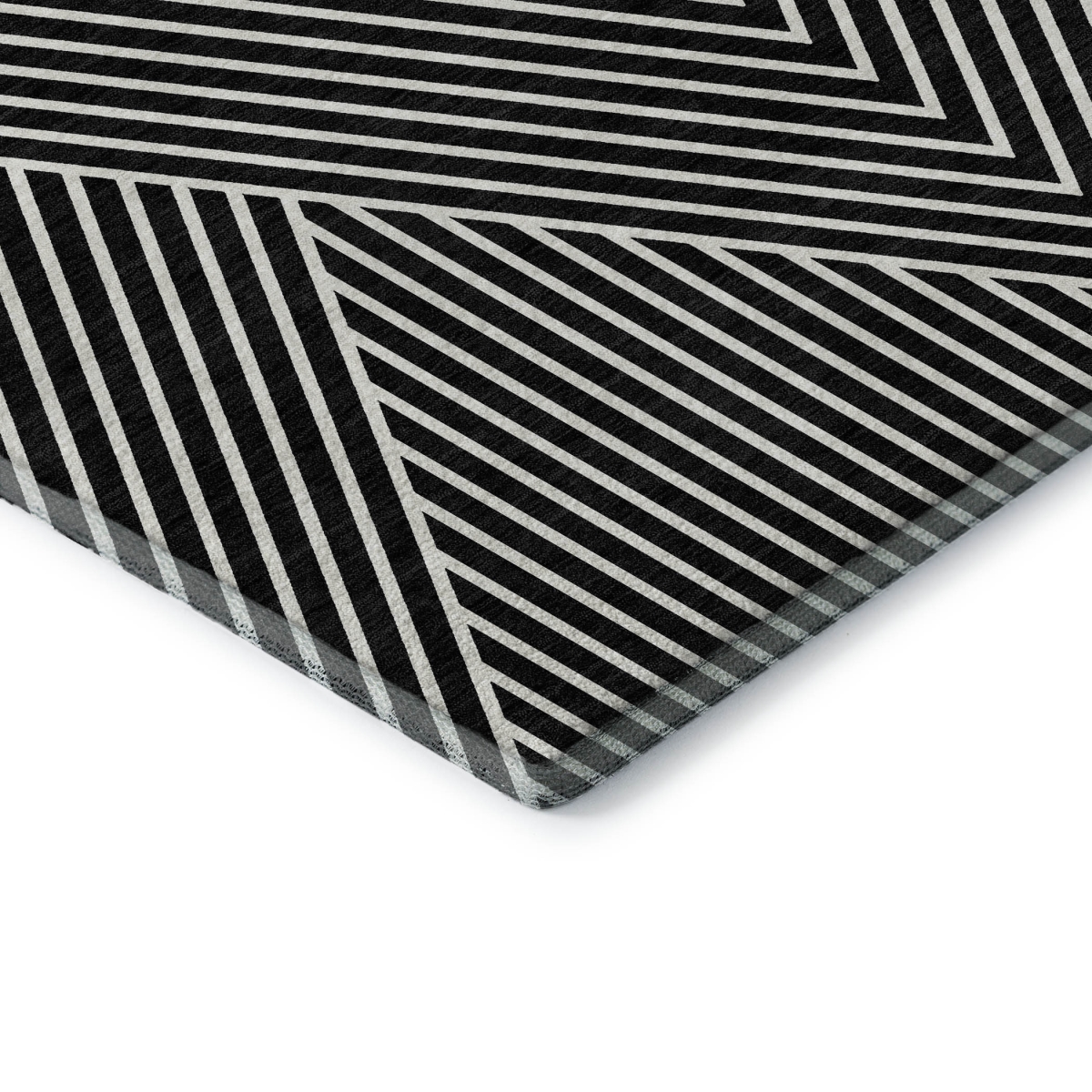 674630 5 x 8 ft. Black & Ivory Geometric Transitional Washable Machine Made Rectangle Area Rug with UV Protection