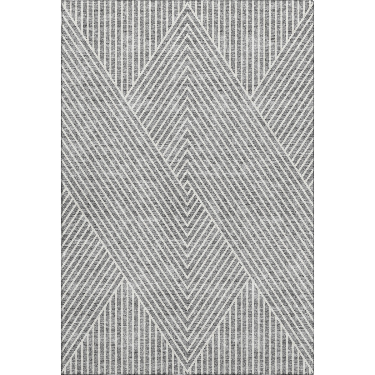 674654 5 x 8 ft. Gray & Ivory Geometric Transitional Washable Machine Made Rectangle Area Rug with UV Protection