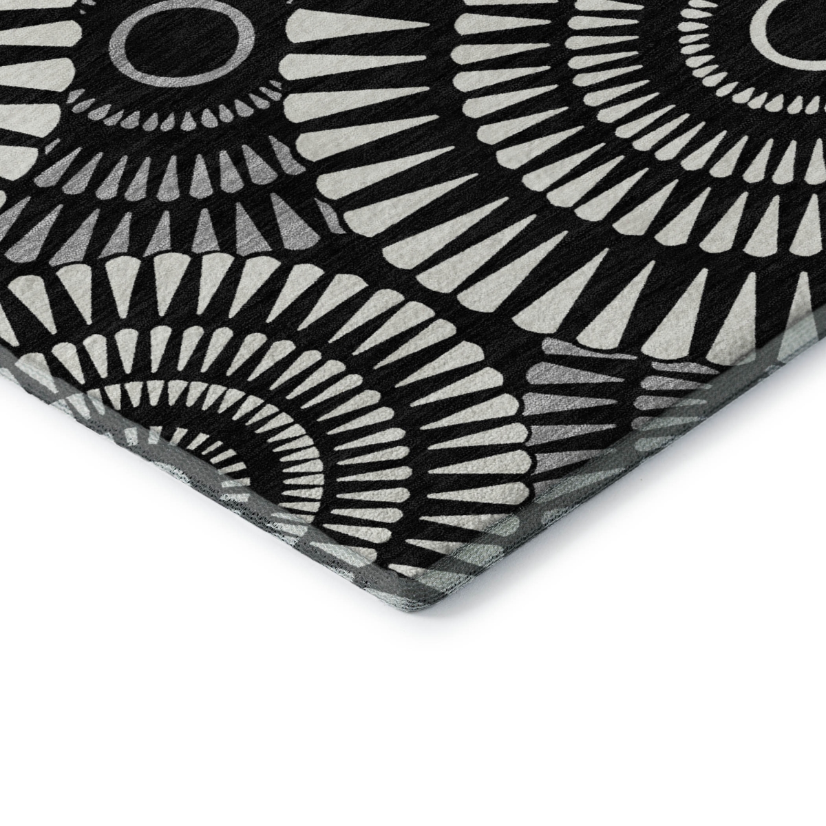 669755 8 x 10 ft. Black & Ivory Geometric Transitional Washable Machine Made Rectangle Area Rug with UV Protection