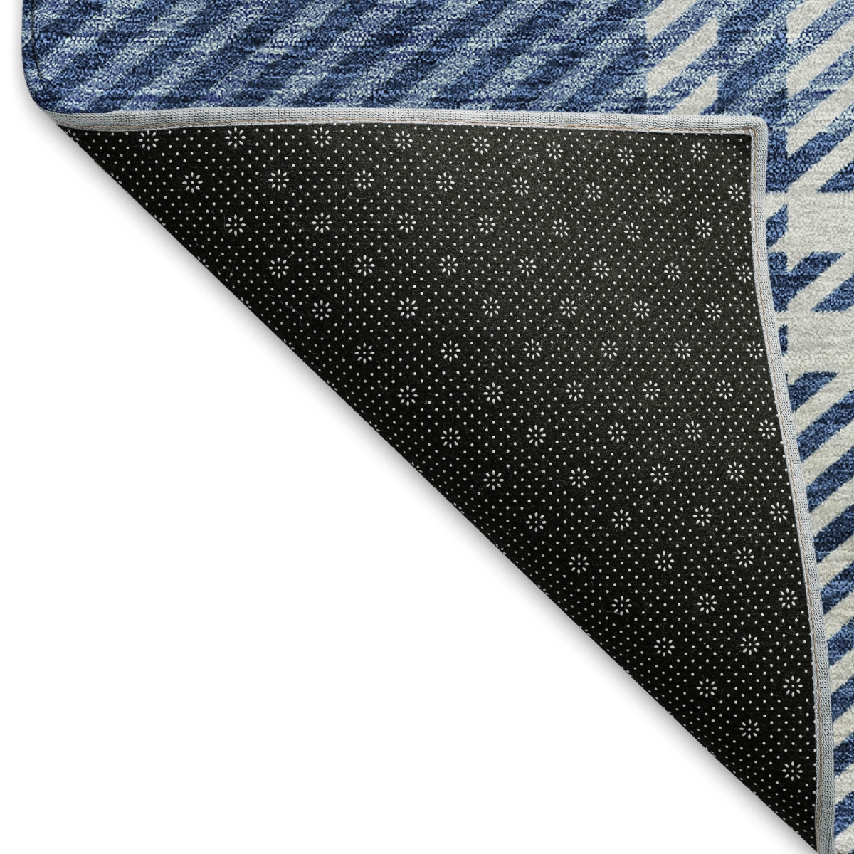 674327 8 x 10 ft. Navy Blue & Ivory Plaid Transitional Washable Machine Made Rectangle Area Rug with UV Protection