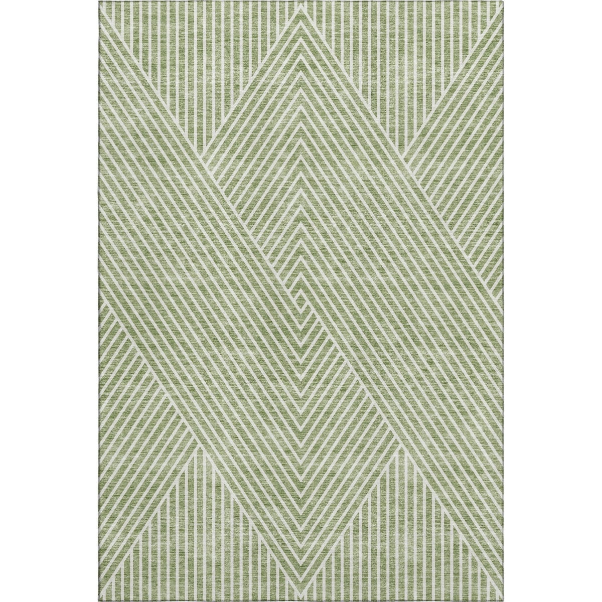 674620 8 x 10 ft. Artichoke Green & Ivory Geometric Transitional Washable Machine Made Rectangle Area Rug with UV Protection