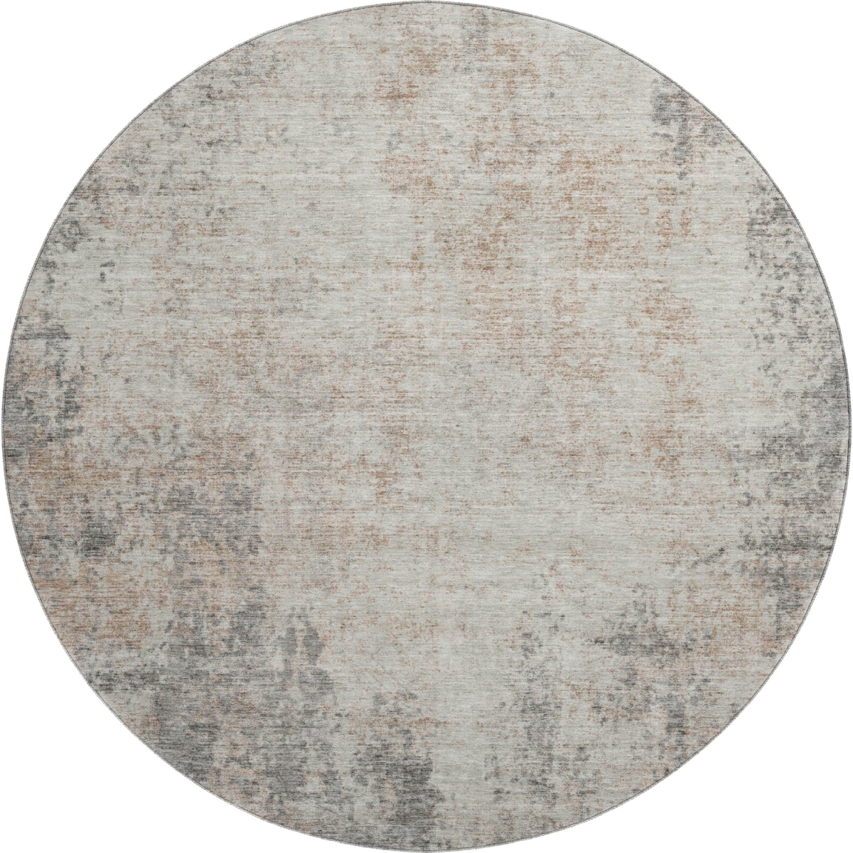 674889 8 ft. Taupe & Ivory Abstract Transitional Washable Round Area Rug with UV Protection