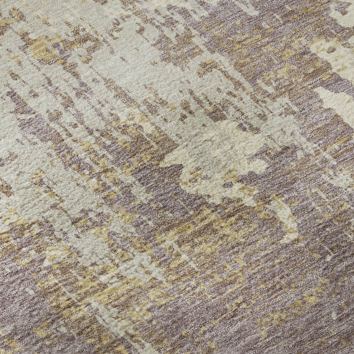 679144 10 x 14 ft. Lavender Gold & Ivory Abstract Washable Machine Made Rectangle Area Rug with UV Protection