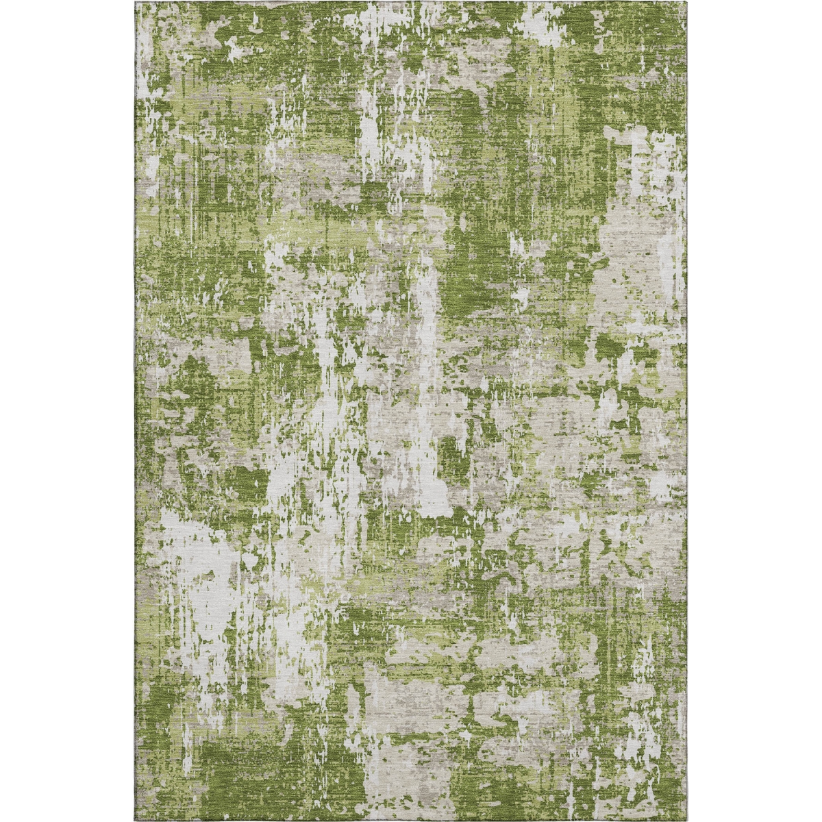 679119 9 x 12 ft. Green & Ivory Abstract Transitional Washable Machine Made Rectangle Area Rug with UV Protection