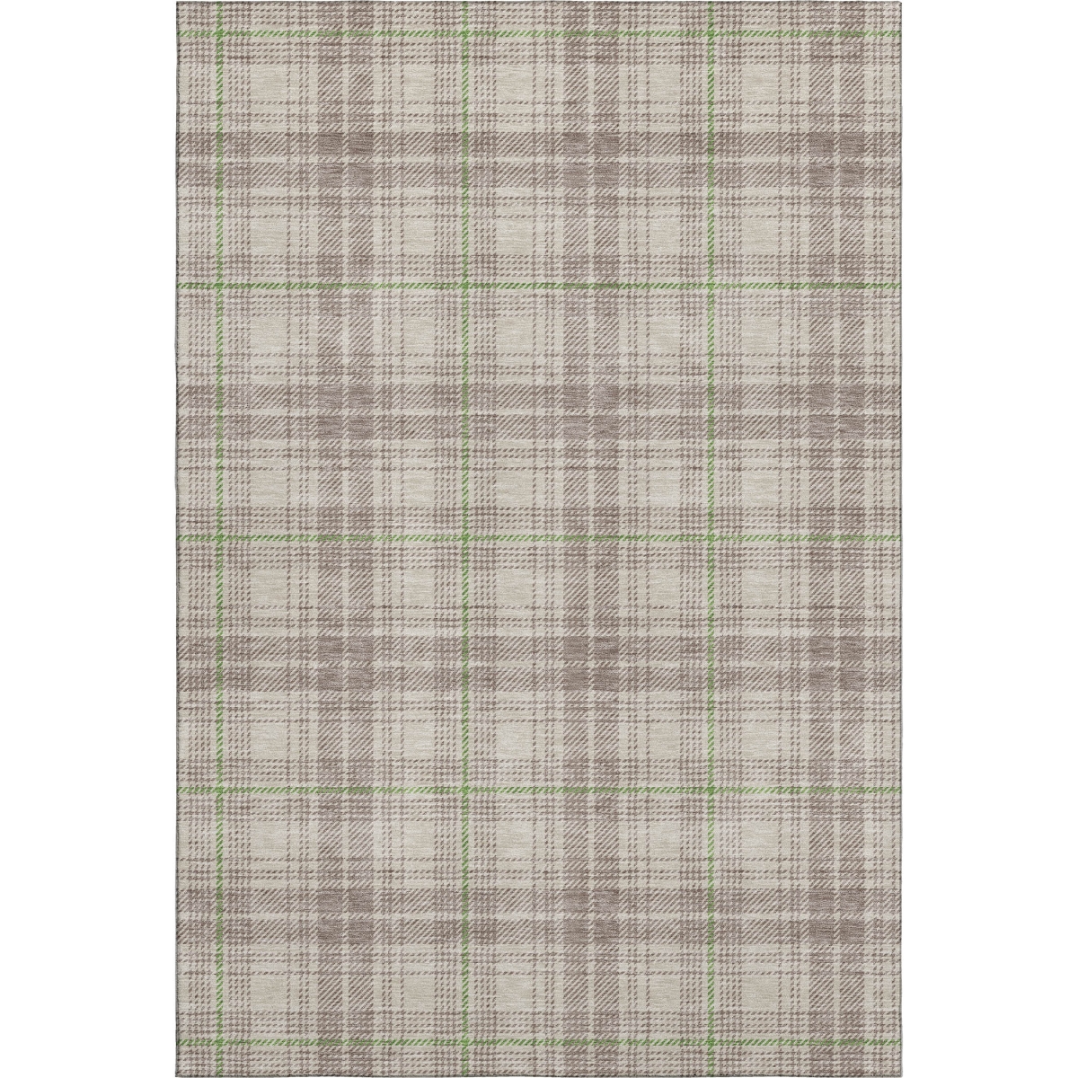 678207 8 x 10 ft. Beige Green & Tan Plaid Washable Machine Made Rectangle Area Rug with UV Protection
