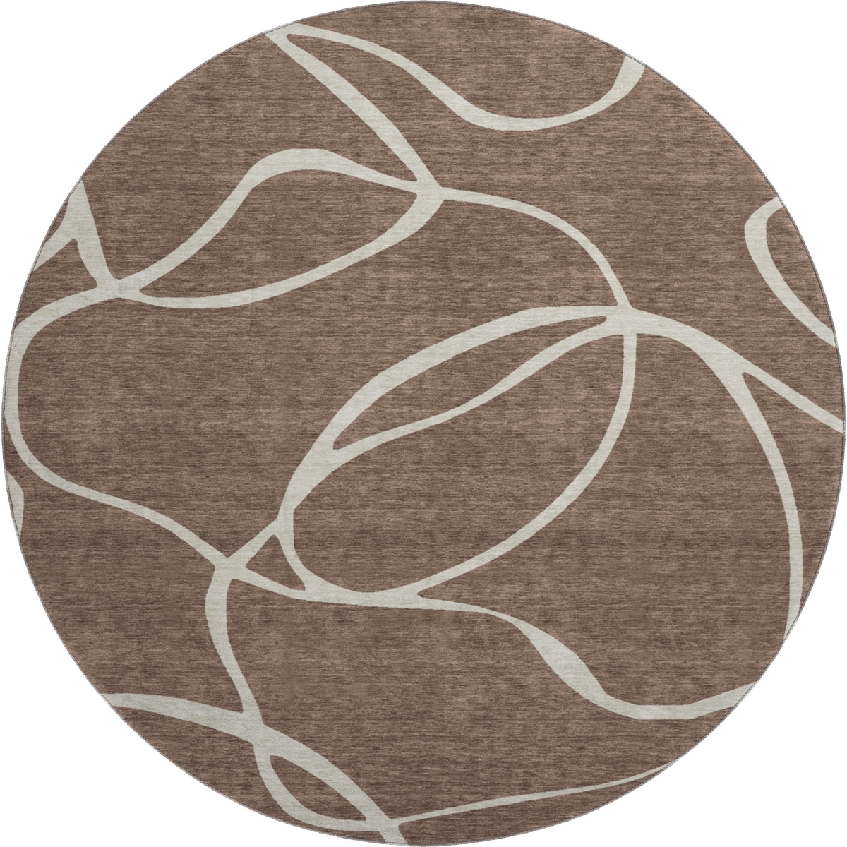678625 8 ft. Brown & Beige Abstract Transitional Washable Round Area Rug with UV Protection