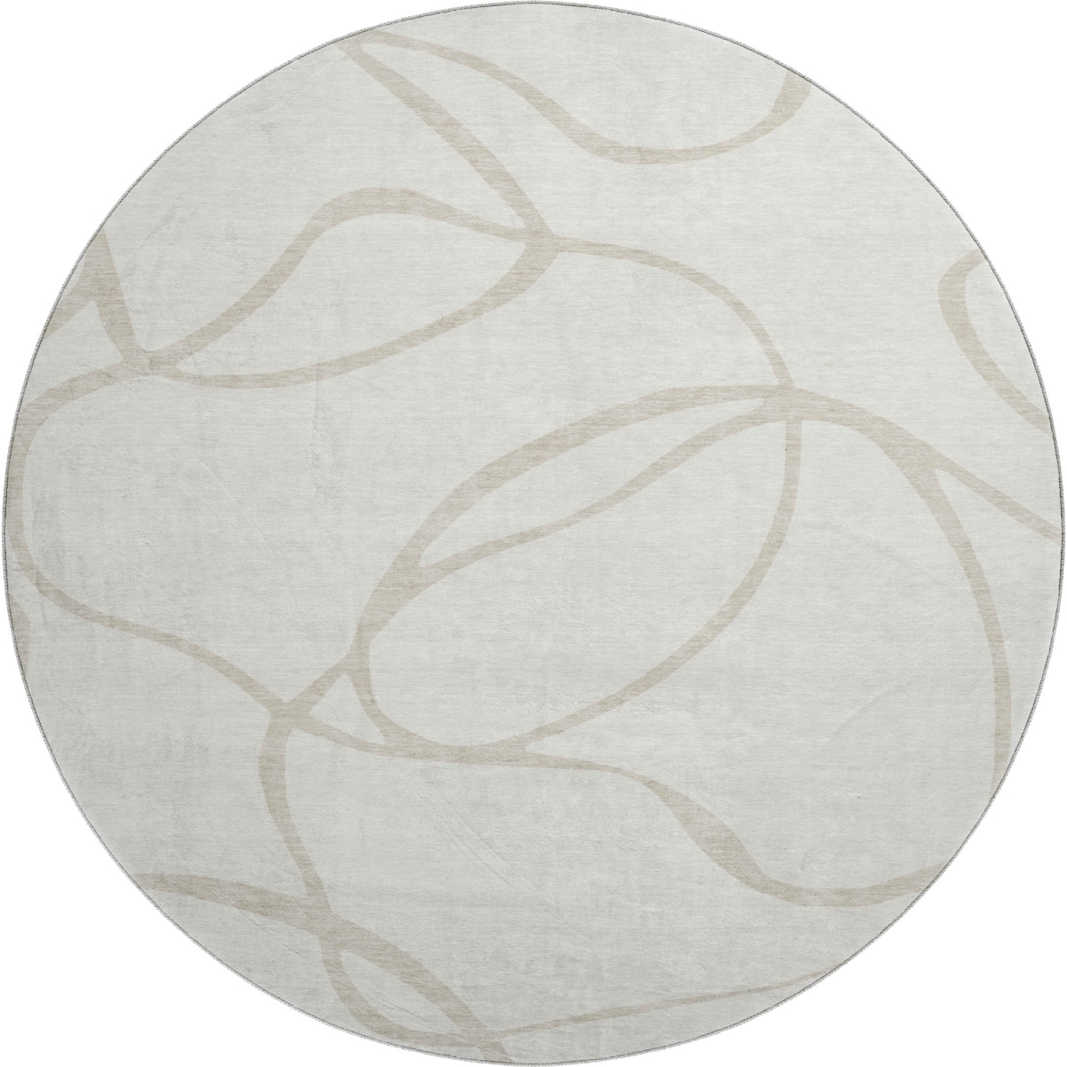 678649 8 ft. Ivory & Beige Abstract Transitional Washable Round Area Rug with UV Protection