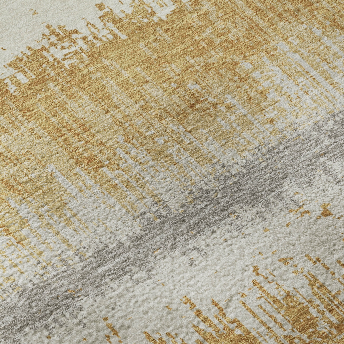 679506 5 x 8 ft. Gold Gray & Ivory Striped Transitional Washable Machine Made Rectangle Area Rug with UV Protection