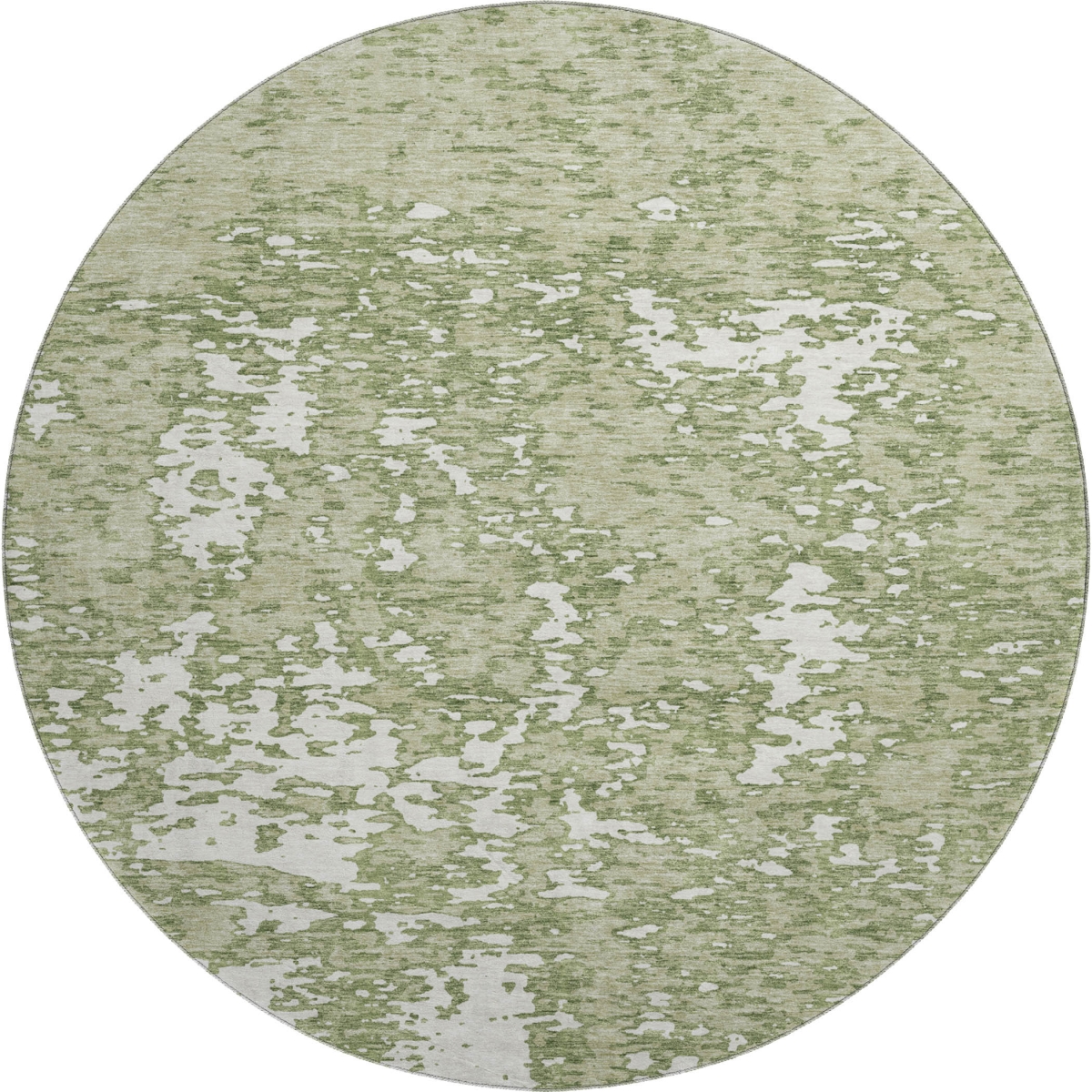 675201 8 ft. Artichoke Green & Ivory Abstract Transitional Washable Round Area Rug with UV Protection