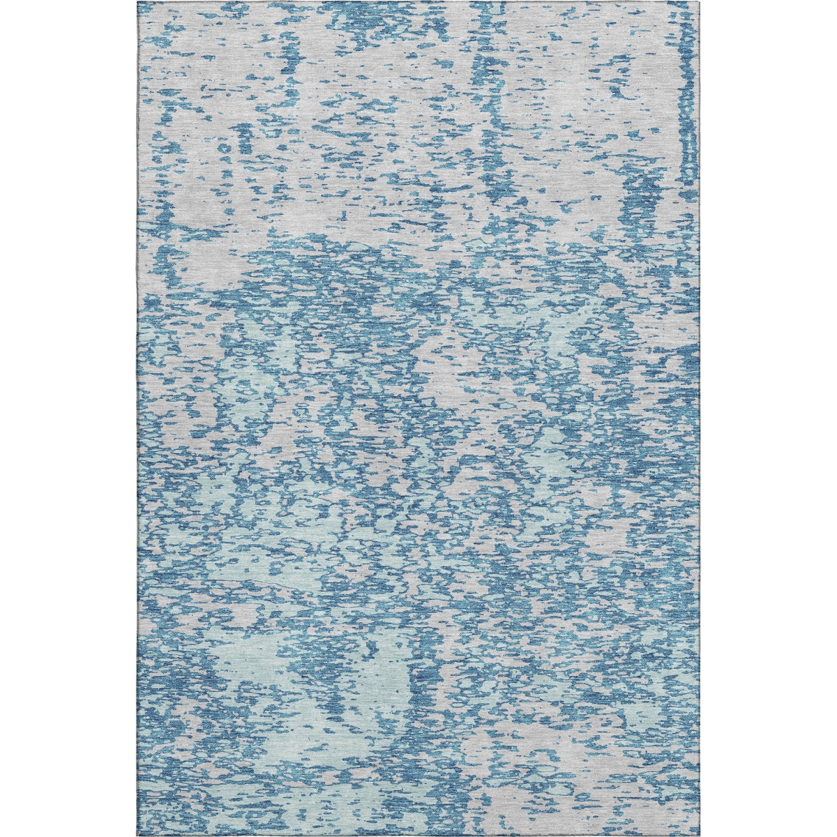 675268 8 x 10 ft. Teal & Silver Abstract Washable Machine Made Rectangle Area Rug with UV Protection