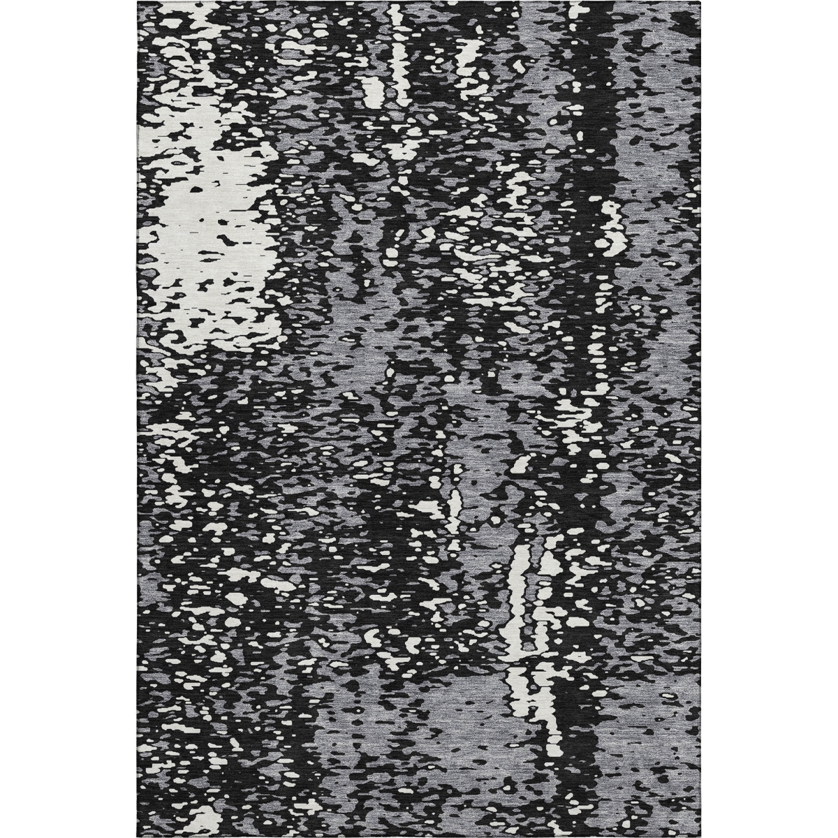 675420 10 x 14 ft. Black Gray & Ivory Abstract Transitional Washable Machine Made Rectangle Area Rug with UV Protection