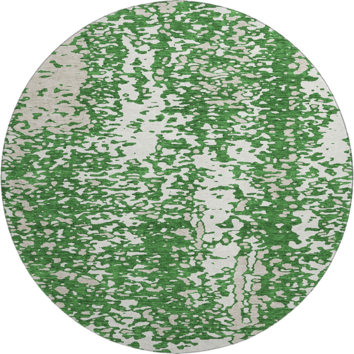 675441 8 ft. Emerald & Ivory Abstract Transitional Washable Round Area Rug with UV Protection