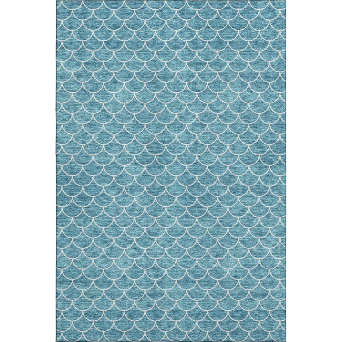 674193 5 x 8 ft. Teal & Ivory Geometric Transitional Washable Machine Made Rectangle Area Rug with UV Protection