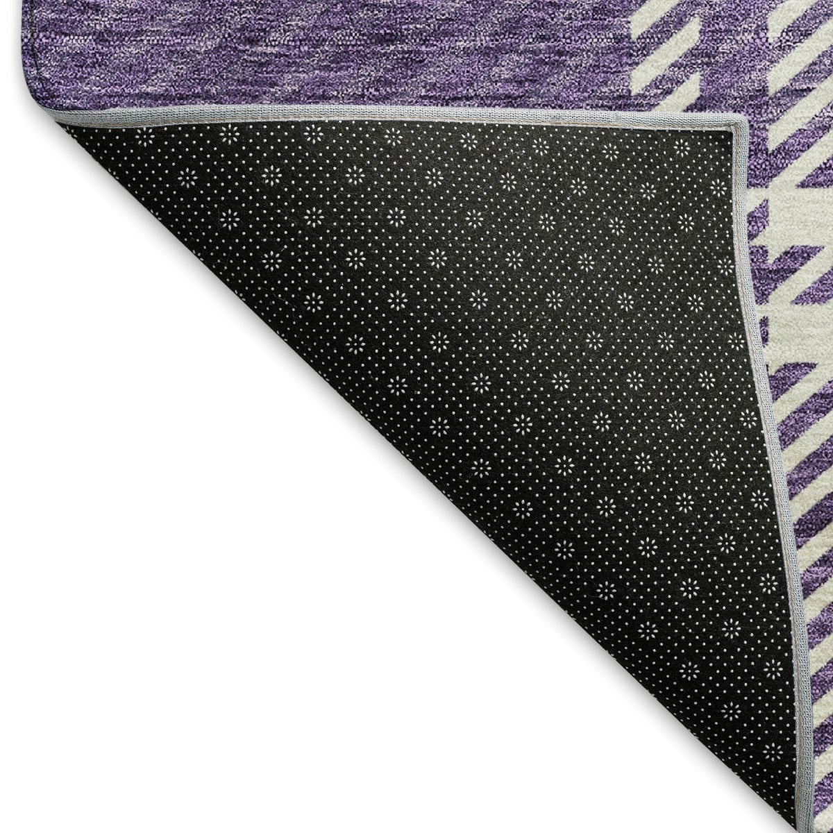 674339 8 x 10 ft. Purple, Ivory & Gold Plaid Washable Machine Made Rectangle Area Rug with UV Protection