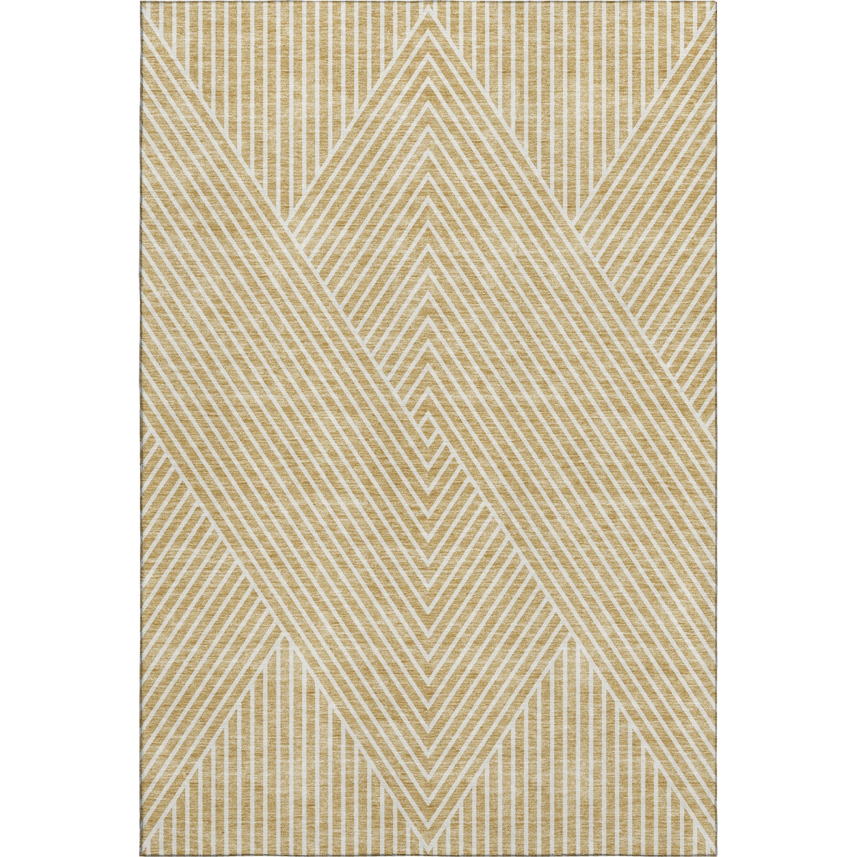 674652 10 x 14 ft. Gold & Ivory Geometric Transitional Washable Machine Made Rectangle Area Rug with UV Protection