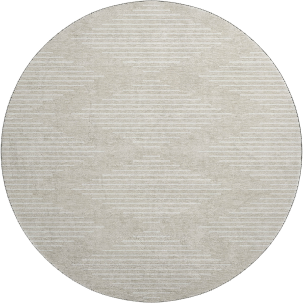 679687 8 ft. Beige & Ivory Geometric Transitional Washable Round Area Rug with UV Protection