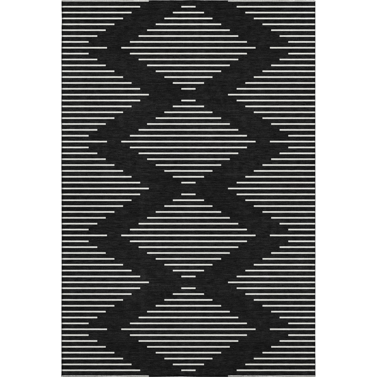 679696 10 x 14 ft. Black & Ivory Geometric Transitional Washable Machine Made Rectangle Area Rug with UV Protection