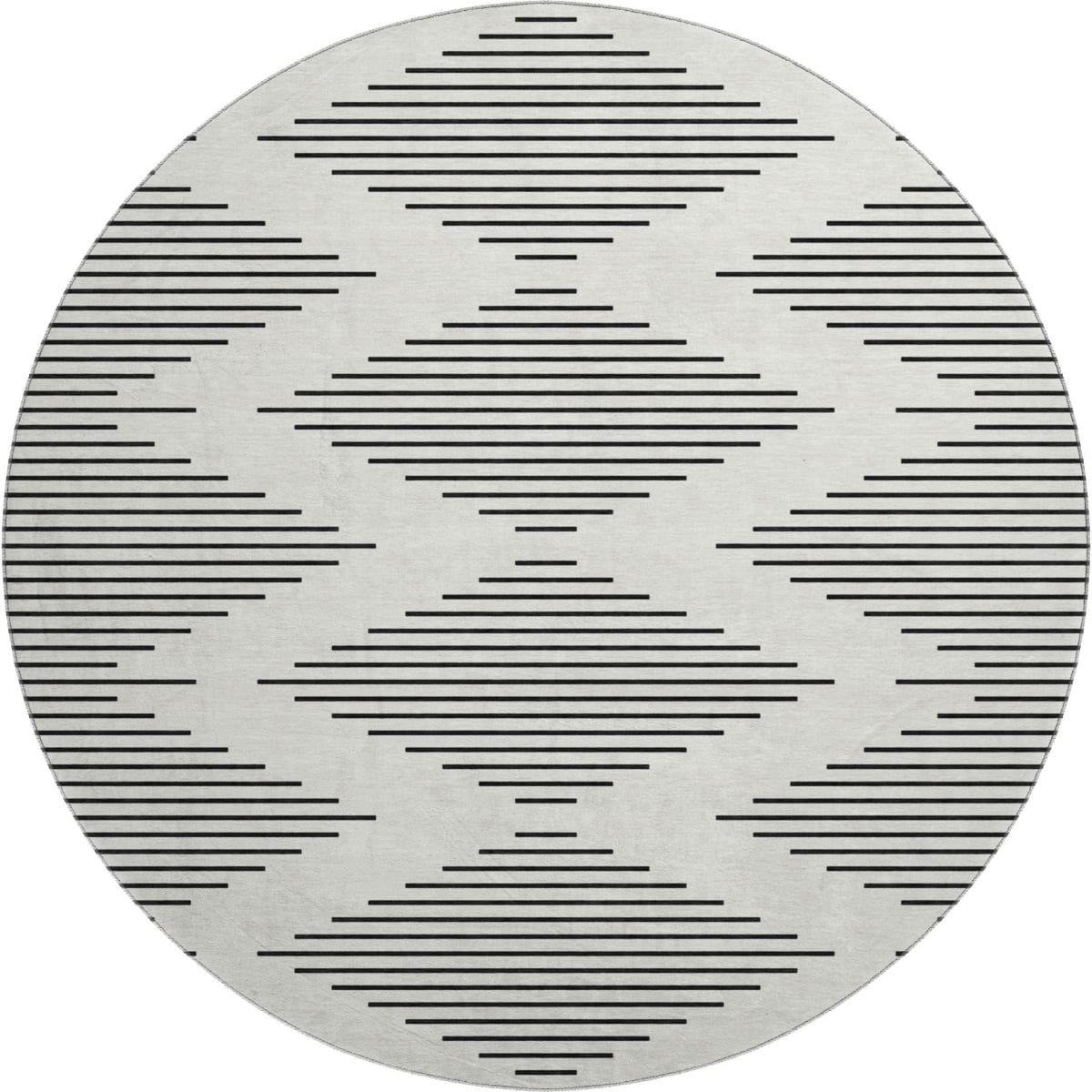 679741 8 ft. Ivory & Black Geometric Washable Round Area Rug with UV Protection