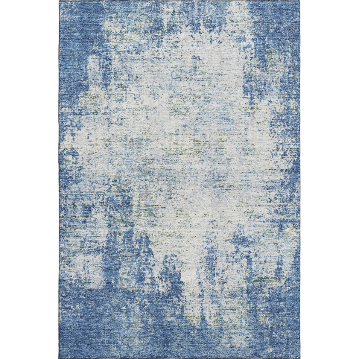 674844 10 x 14 ft. Denim Blue & Ivory Abstract Transitional Washable Machine Made Rectangle Area Rug with UV Protection
