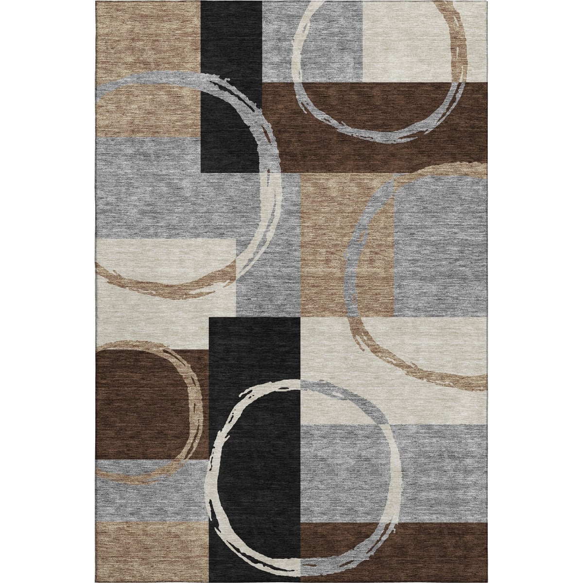 675090 10 x 14 ft. Pewter Gray & Black Geometric Washable Machine Made Rectangle Area Rug with UV Protection
