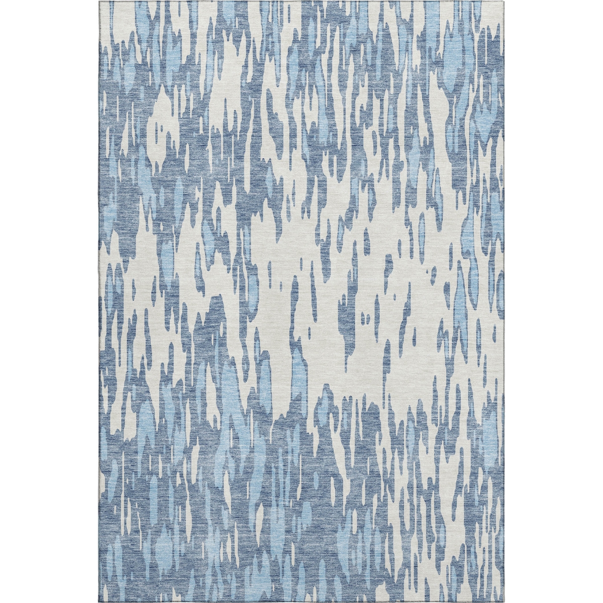 675150 10 x 14 ft. Denim Blue & Ivory Abstract Transitional Washable Machine Made Rectangle Area Rug with UV Protection