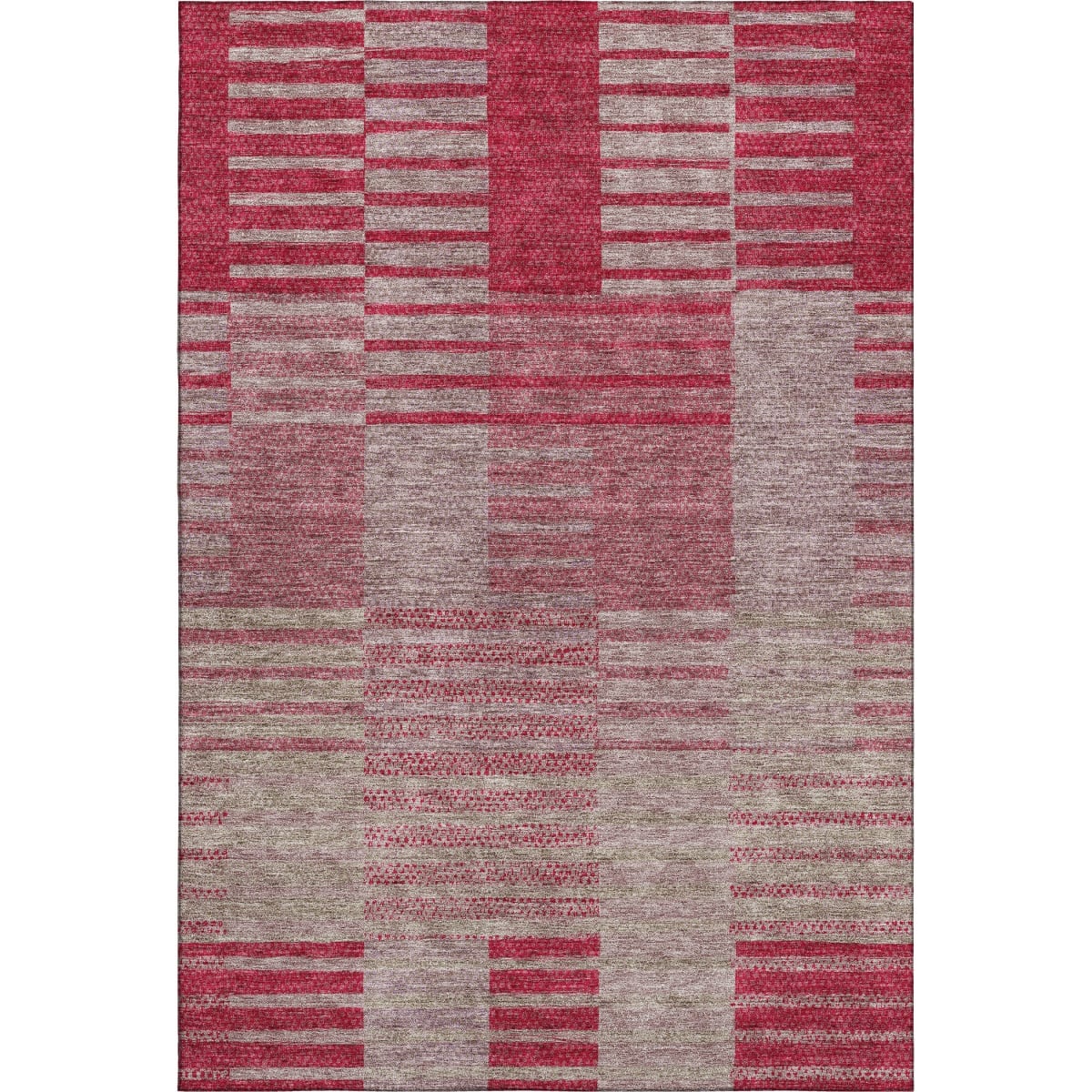 675665 9 x 12 ft. Burgundy & Gray Striped Washable Machine Made Rectangle Area Rug with UV Protection
