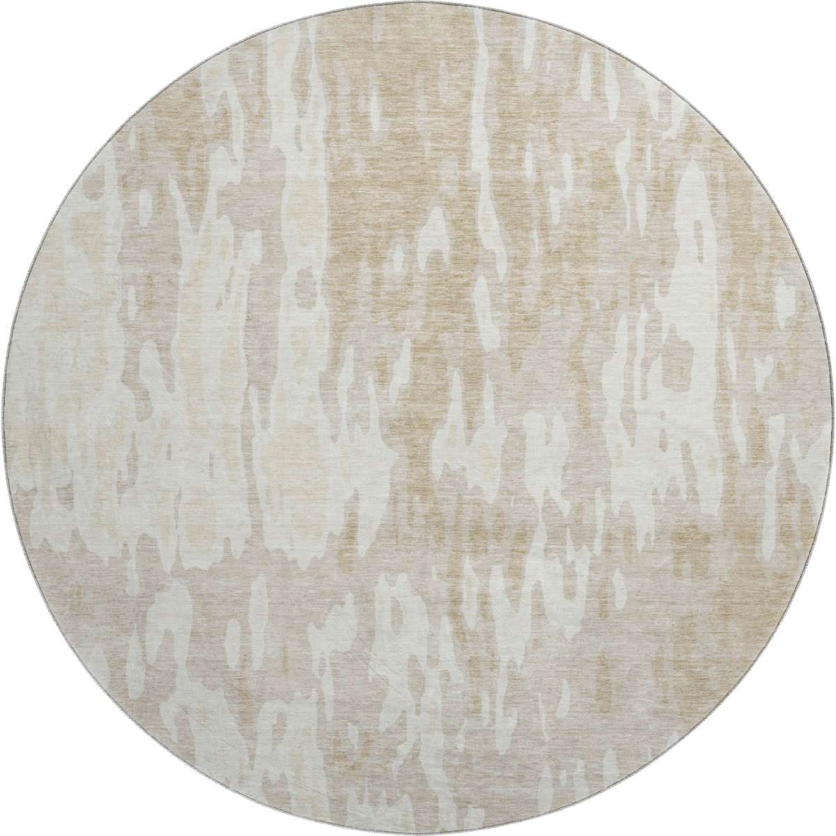 675819 8 ft. Beige, Ivory & Tan Abstract Washable Round Area Rug with UV Protection