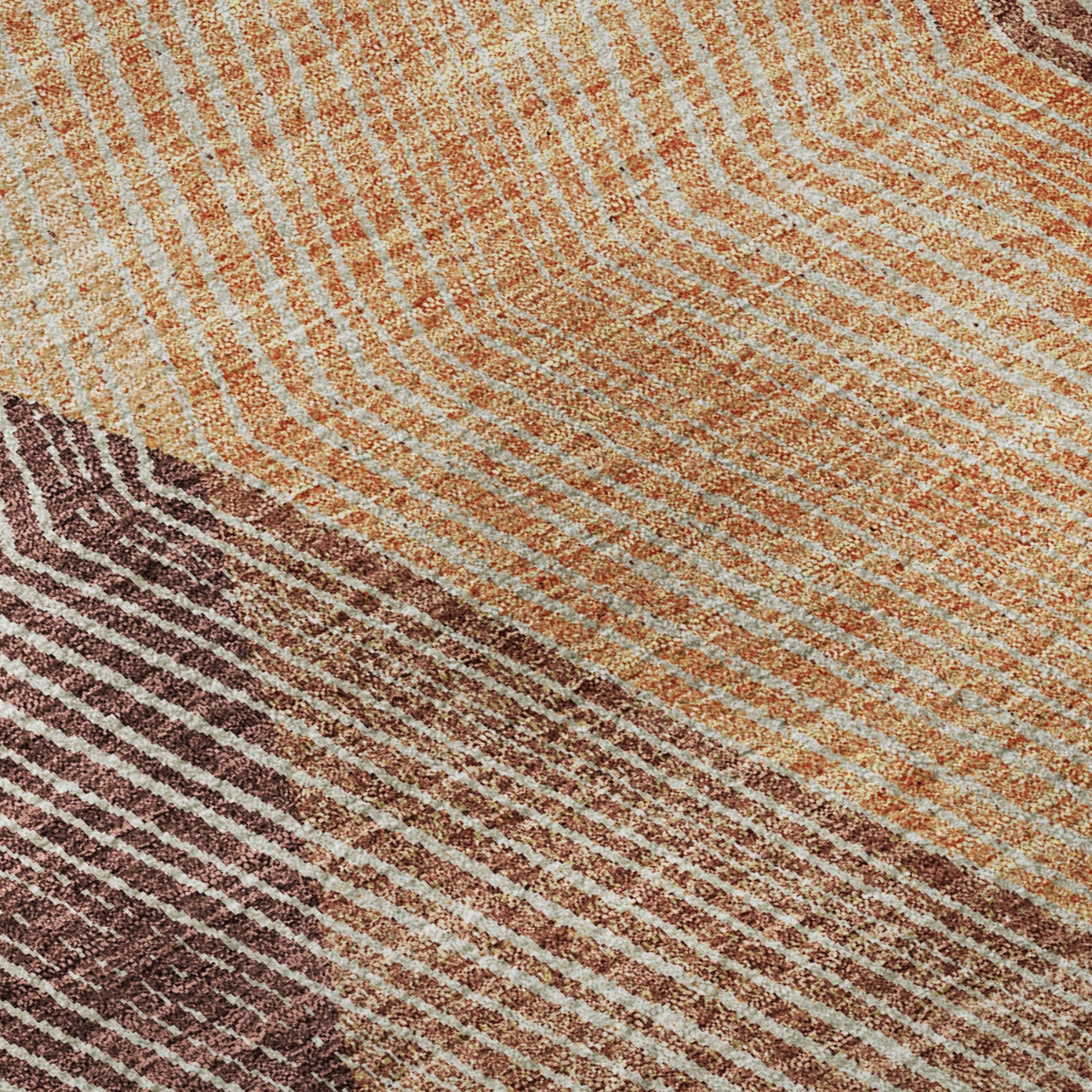676211 9 x 12 ft. Orange Salmon & Ivory Geometric Washable Machine Made Rectangle Area Rug with UV Protection