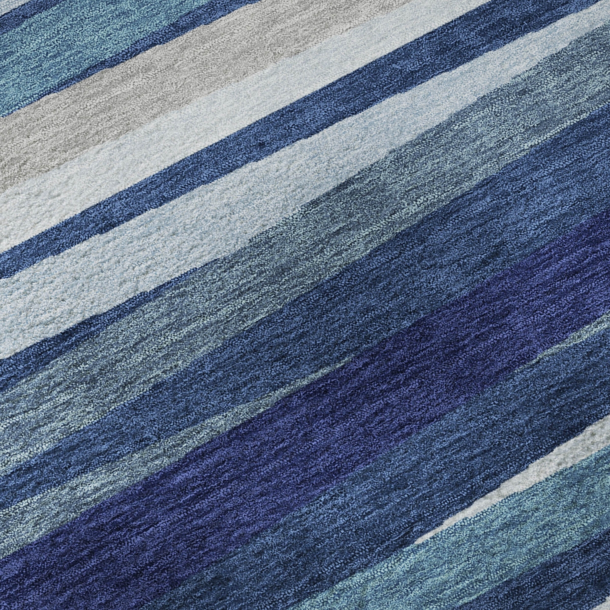 678504 5 x 8 ft. Navy Blue, Ivory & Gray Striped Transitional Washable Machine Made Rectangle Area Rug with UV Protection