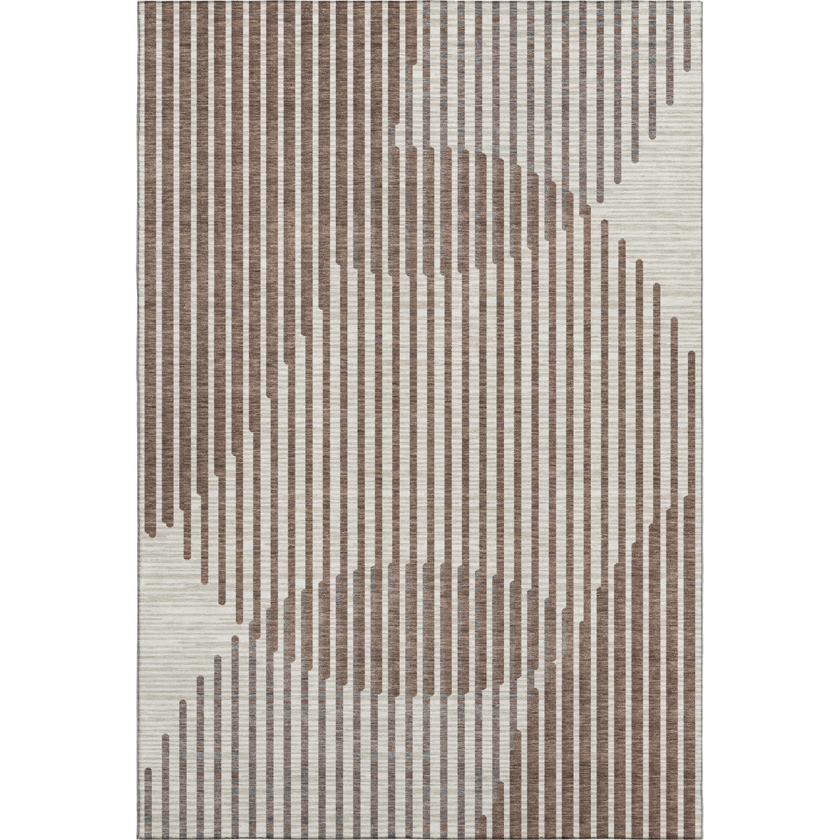 678771 9 x 12 ft. Brown & Ivory Geometric Transitional Washable Machine Made Rectangle Area Rug with UV Protection