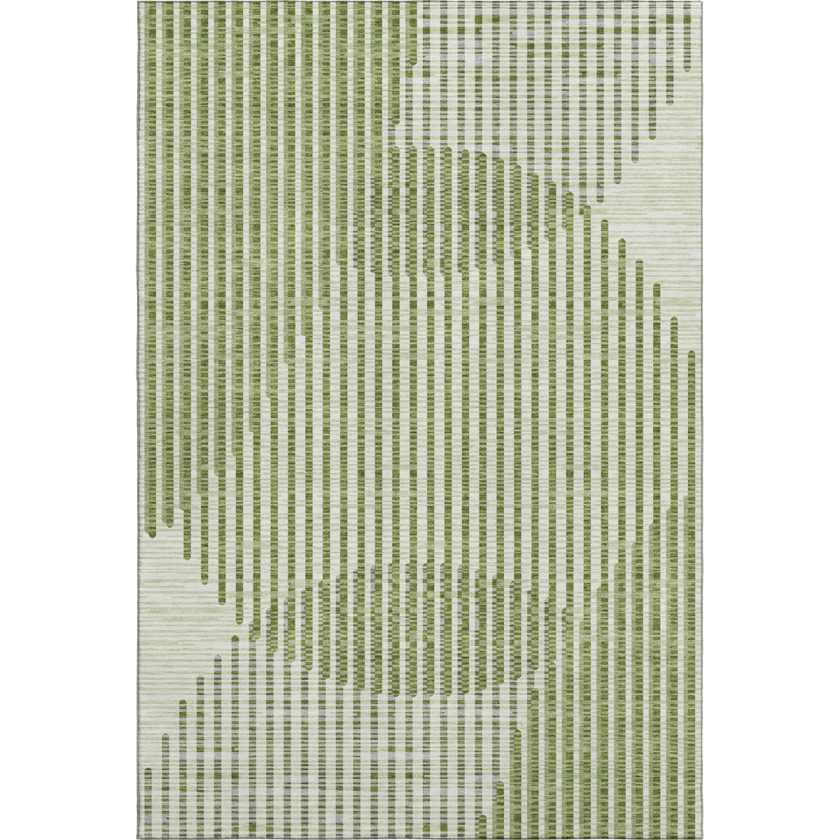 678789 9 x 12 ft. Green, Ivory & Gray Geometric Transitional Washable Machine Made Rectangle Area Rug with UV Protection