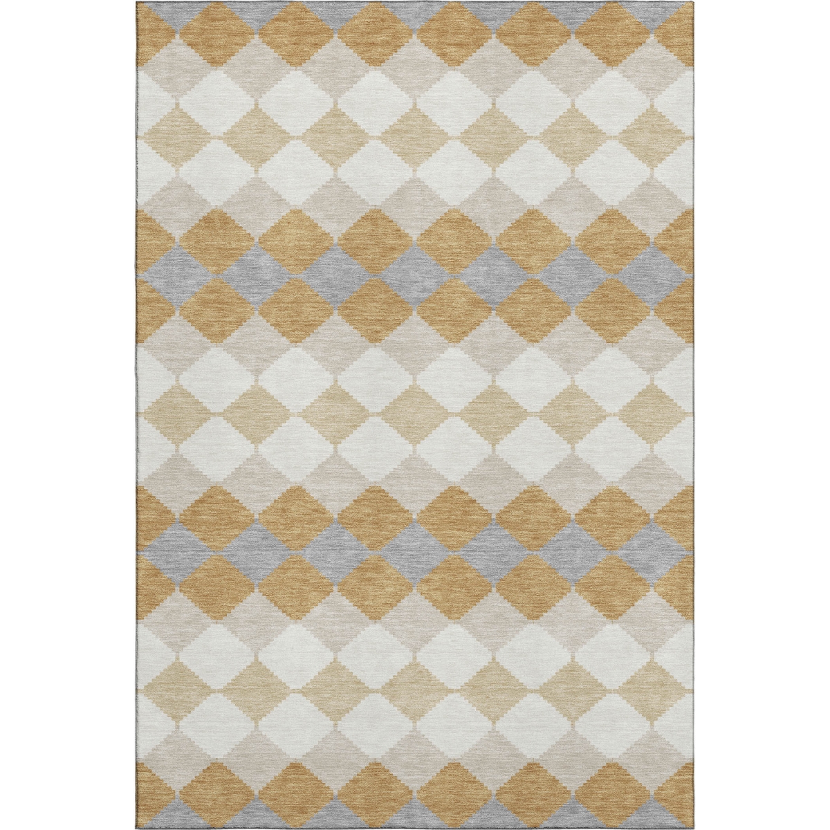 679058 8 x 10 ft. Gold Gray & Ivory Geometric Washable Machine Made Rectangle Area Rug with UV Protection