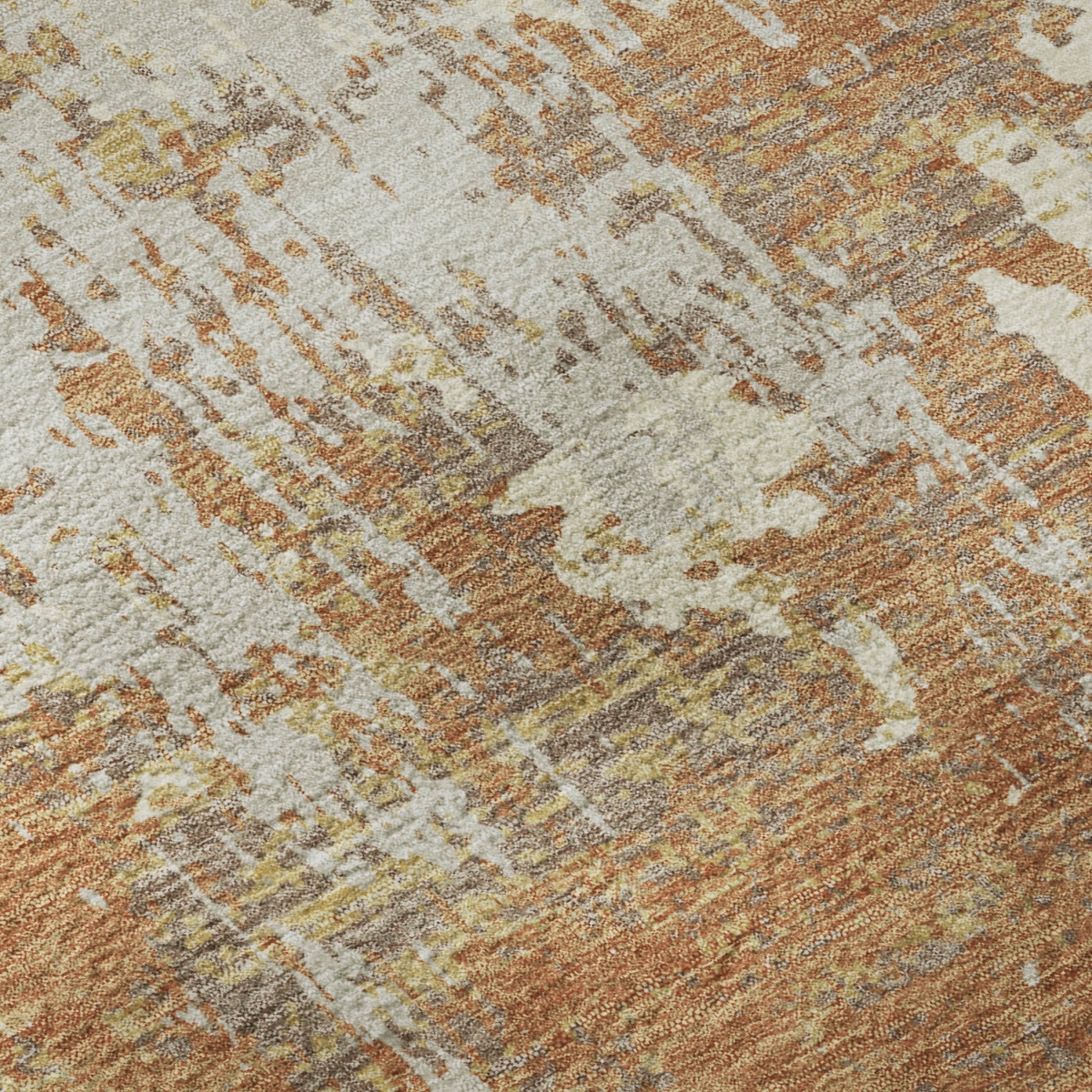 679114 10 x 14 ft. Copper Ivory & Gold Abstract Washable Machine Made Rectangle Area Rug with UV Protection