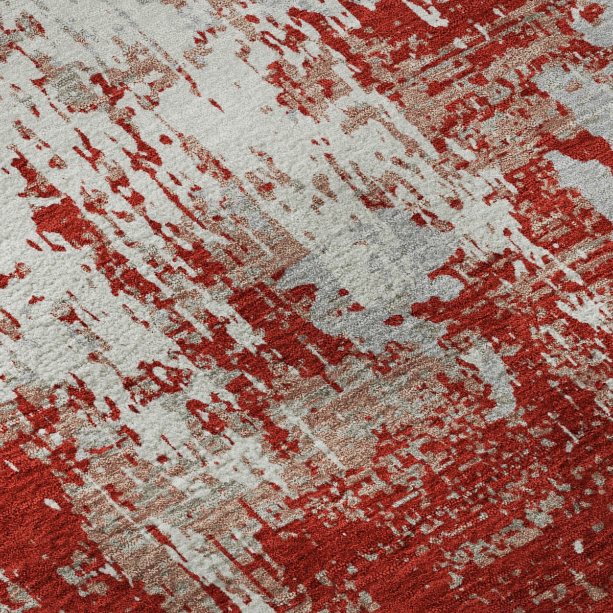 679155 9 x 12 ft. Red Gray & Ivory Abstract Washable Machine Made Rectangle Area Rug with UV Protection