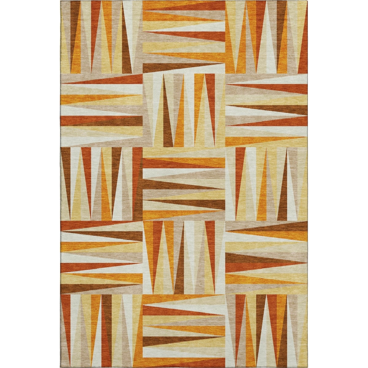 679450 10 x 14 ft. Orange Rust & Ivory Geometric Washable Machine Made Rectangle Area Rug with UV Protection