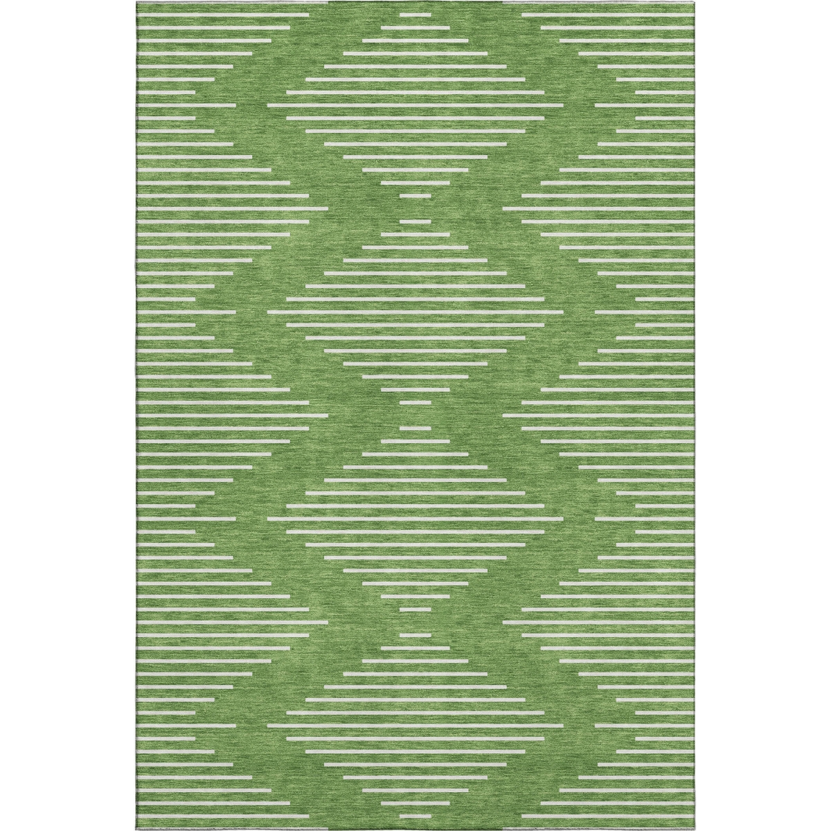 679725 9 x 12 ft. Green & Ivory Geometric Transitional Washable Machine Made Rectangle Area Rug with UV Protection