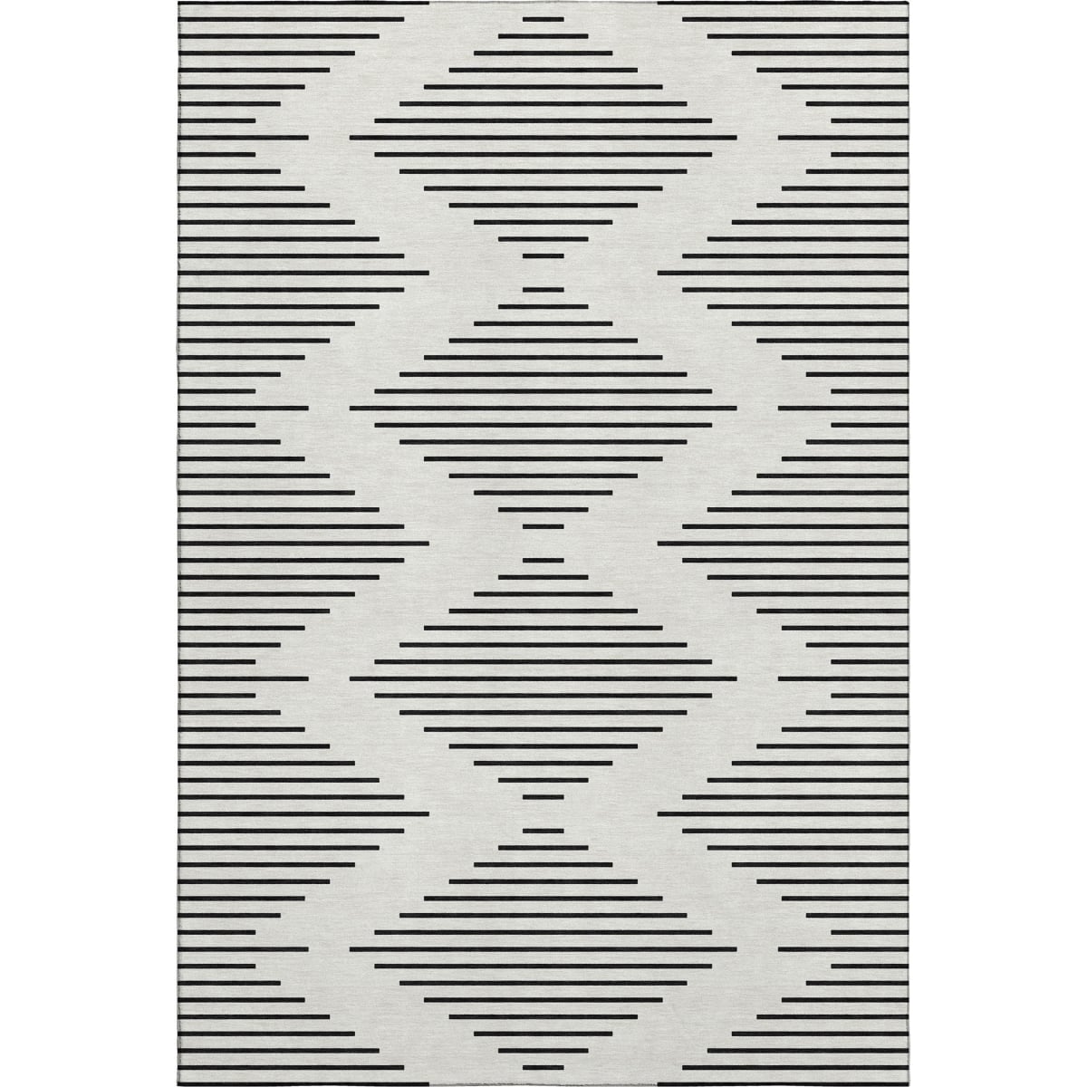 679744 10 x 14 ft. Ivory & Black Geometric Washable Machine Made Rectangle Area Rug with UV Protection