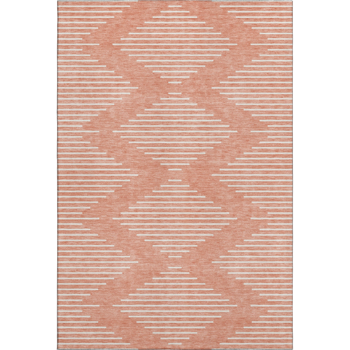 679779 9 x 12 ft. Salmon & Ivory Geometric Transitional Washable Machine Made Rectangle Area Rug with UV Protection
