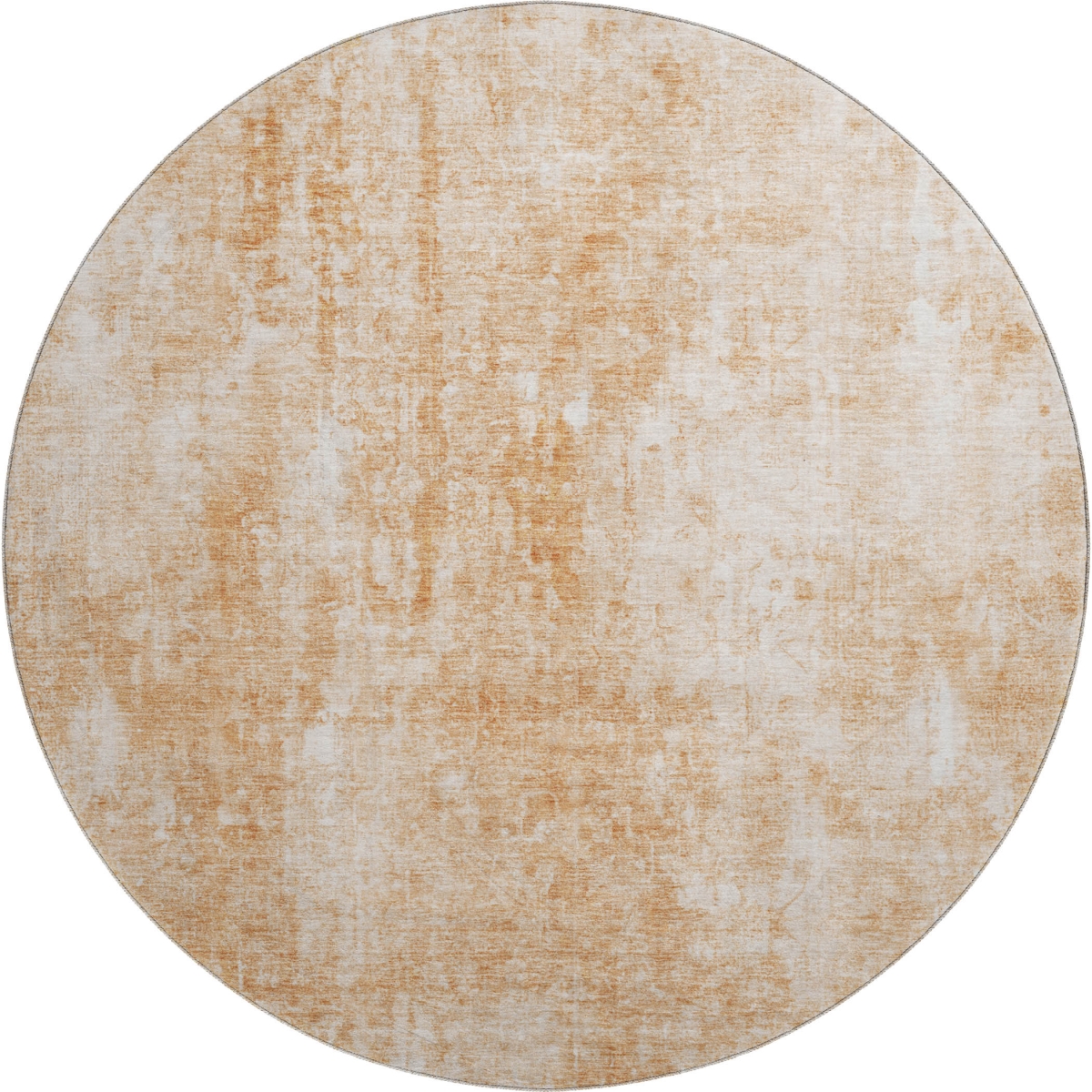 654817 8 ft. Terra Cotta & Ivory Abstract Transitional Washable Round Area Rug with UV Protection