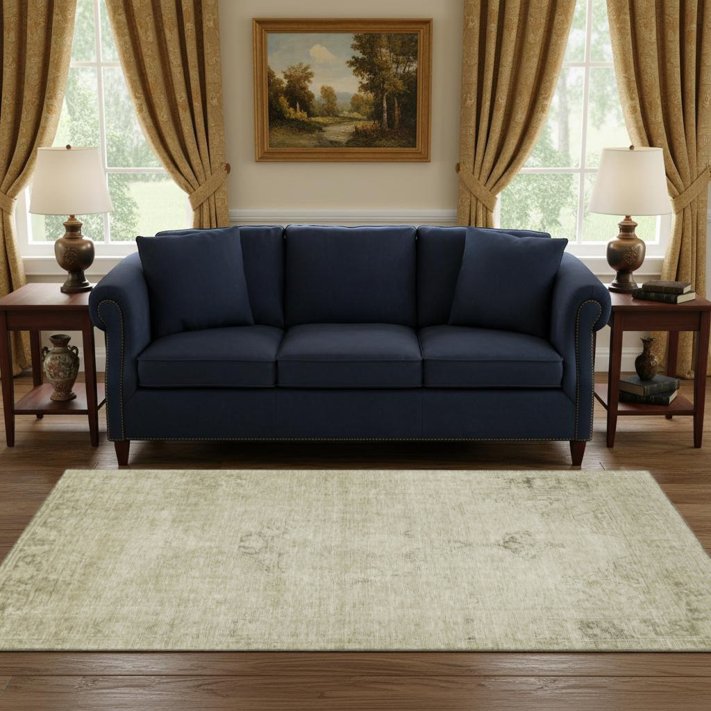 654864 5 x 8 ft. Beige & Brown Oriental Washable Machine Made Rectangle Area Rug with UV Protection